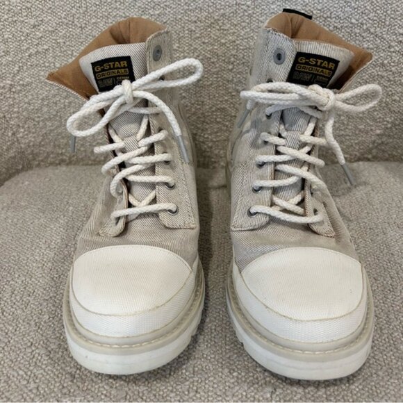 G-Star Women’s Aefon Lace Up Combat Boots Beige Ecru - Picture 4 of 11